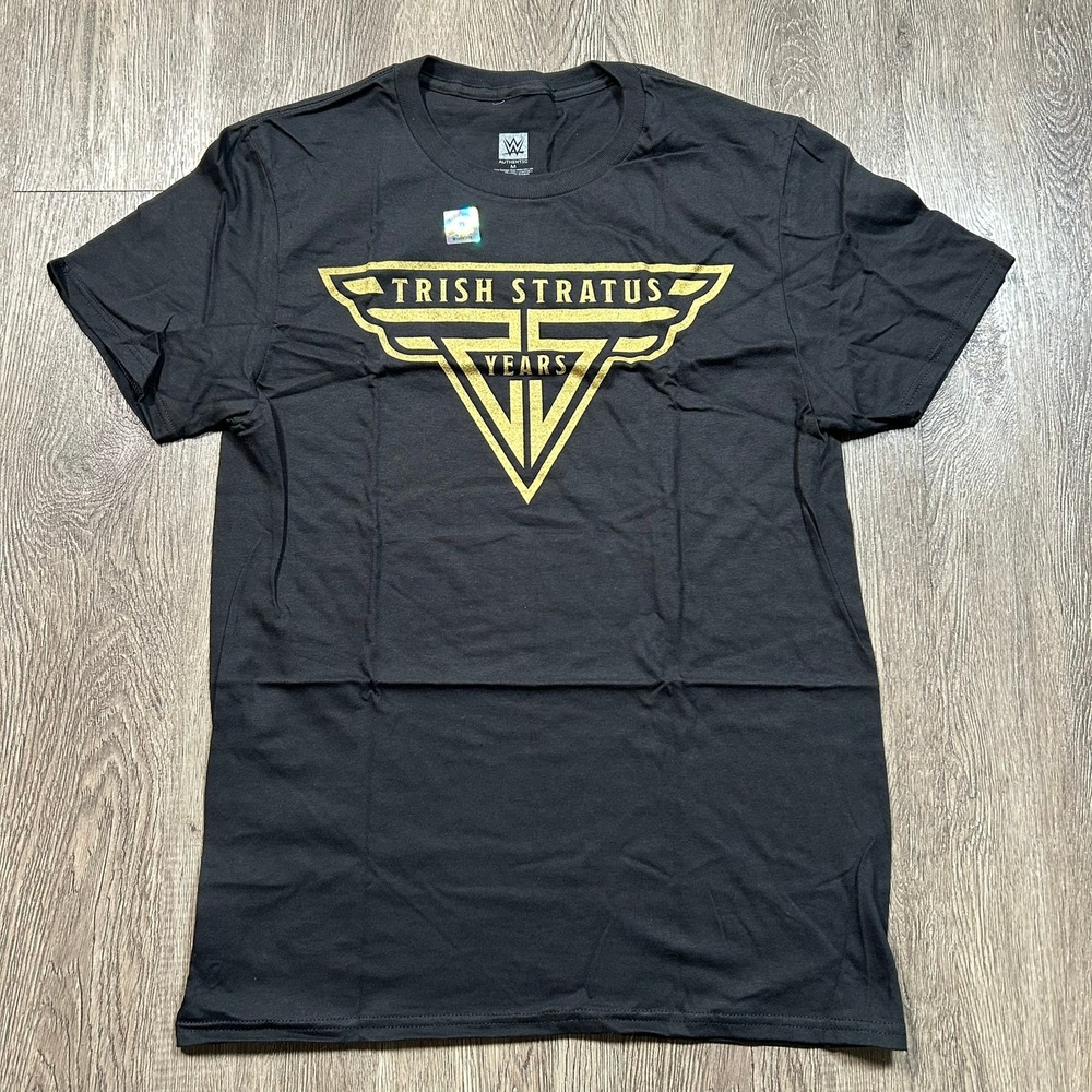 WWE Trish Stratus T Shirt Size Medium Black Gold Stratusfaction 25 Years New